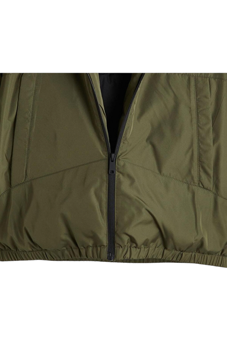 Sporline LC Waikiki koyu yeşil çocuk mont, fermuarlı ve lastikli bel detaylı polyester karışımlı rahat kesim ceket