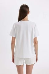DeFacto A9428AX Kadın T-Shirt - Beyaz