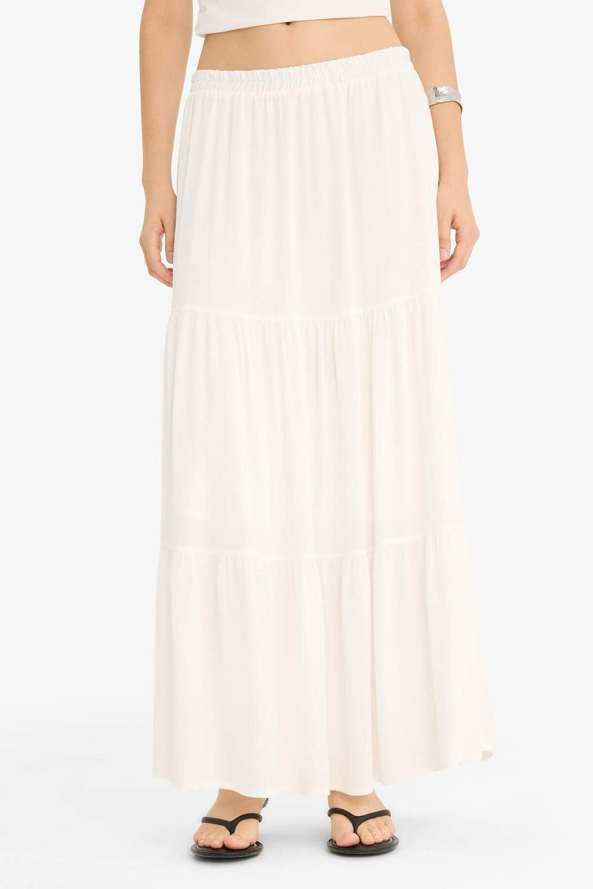 Defacto Kadın Woven Skirt D5033Ax - Kırık Beyaz