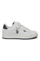 Sporline U.S. Polo Assn. beyaz ve lacivert detaylı, cırt cırtlı kadın tekstil sneaker ayakkabı