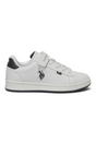 Sporline U.S. Polo Assn. beyaz ve lacivert detaylı, cırt cırtlı kadın tekstil sneaker ayakkabı