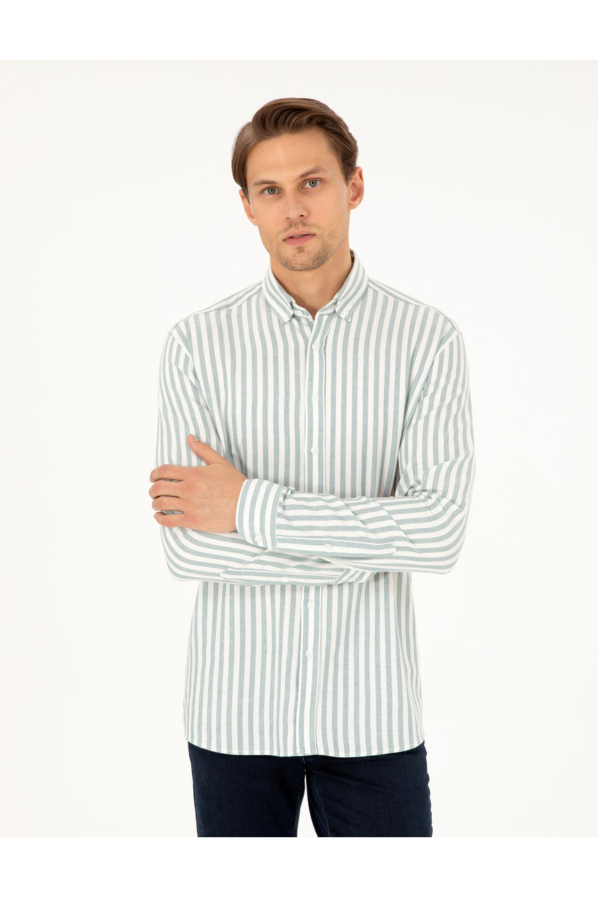 pierre cardin erkek dokuma gömlek 2021868 - Yeşil