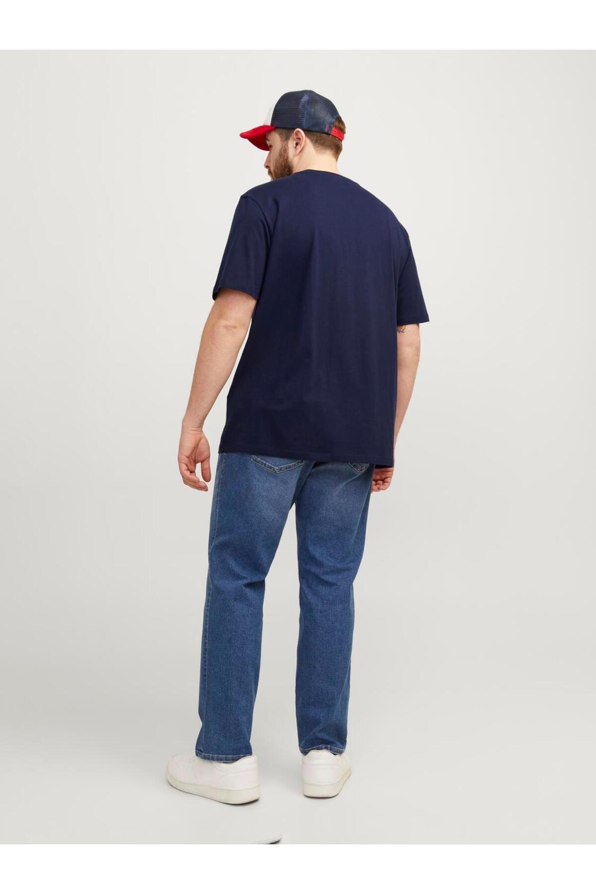 Jack & Jones Paulos Erkek Büyük Beden T-Shirt 12253778 - Koyu Lacivert