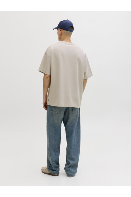 JACK&JONES JJEBARRON TEE SS O-NECK NOOS 12298906 - Bej/ Açık Gri