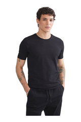 Sporline LC Waikiki siyah pamuklu kısa kollu slim fit erkek tişört