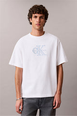 Calvin Klein Erkek SS 16S ELEVATED MONOLOGO TEE LV04RF819GYAF - Beyaz
