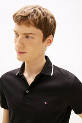 Tommy Hilfiger Erkek LIQUID COTTON TIPPED SLIM POLO MW0MW43144 - Siyah