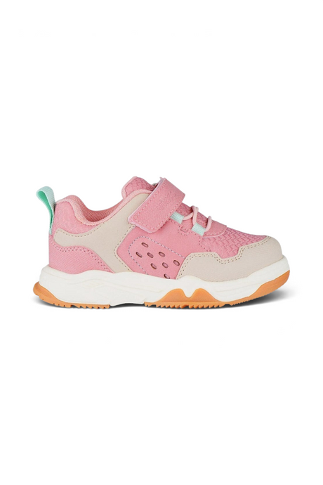 Sporline Vicco pudra pembe suni deri çocuk sneaker, cırt cırtlı tasarım ve rahat taban yapısı ile.