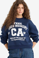 DeFacto Kadın Sweatshirt E8746AX - Koyu Lacivert
