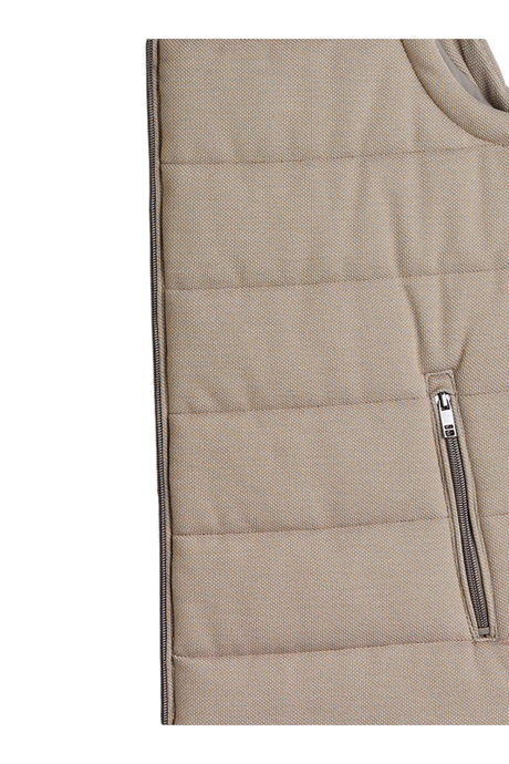 Sporline LC Waikiki gri kahverengi renkli, fermuarlı cepli, polyester erkek yelek detayı