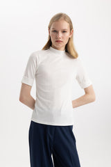 Defacto Kadın Short Sleeve T-Shirt B1177Ax - Ekru