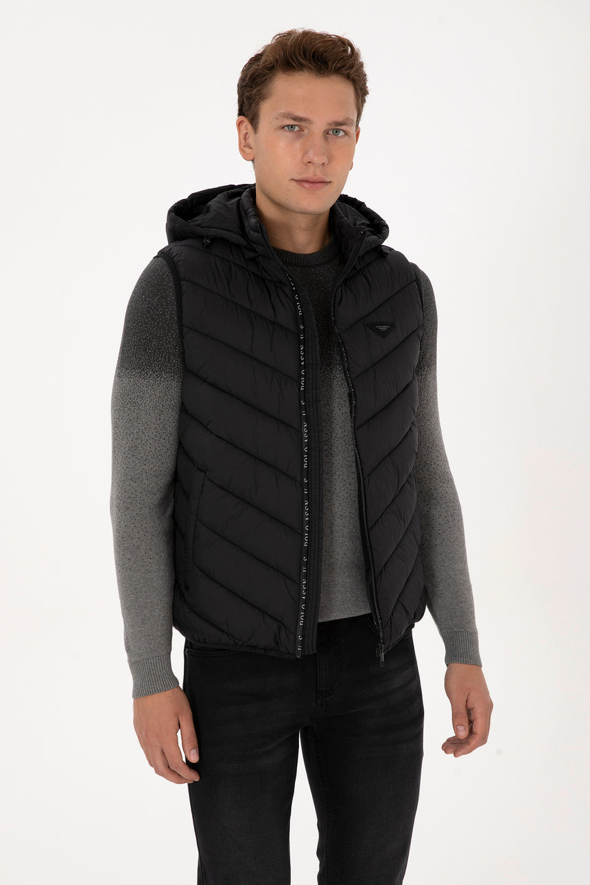 US POLO ASSN ERKEK DOKUMA YELEK 2246383 - Siyah