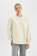 Defacto Kadın Sweat Shirt Y1346Az - Ekru