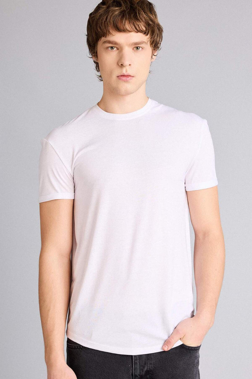 DeFacto N2104AZ Erkek T-Shirt - Beyaz