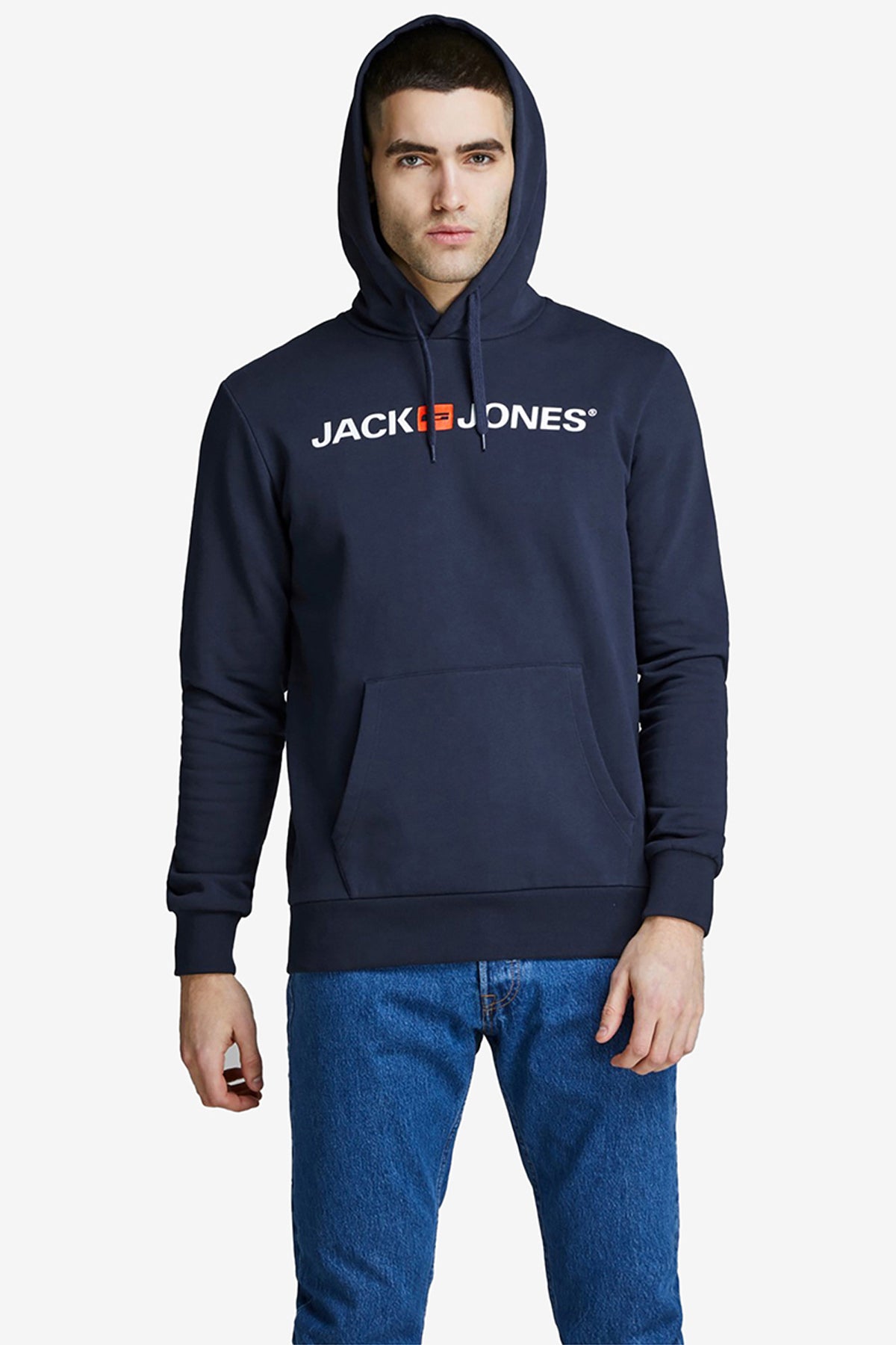 Jack & Jones Corp Old Logo Erkek Kapüşonlu Sweatshirt 12137054 - Koyu Lacivert
