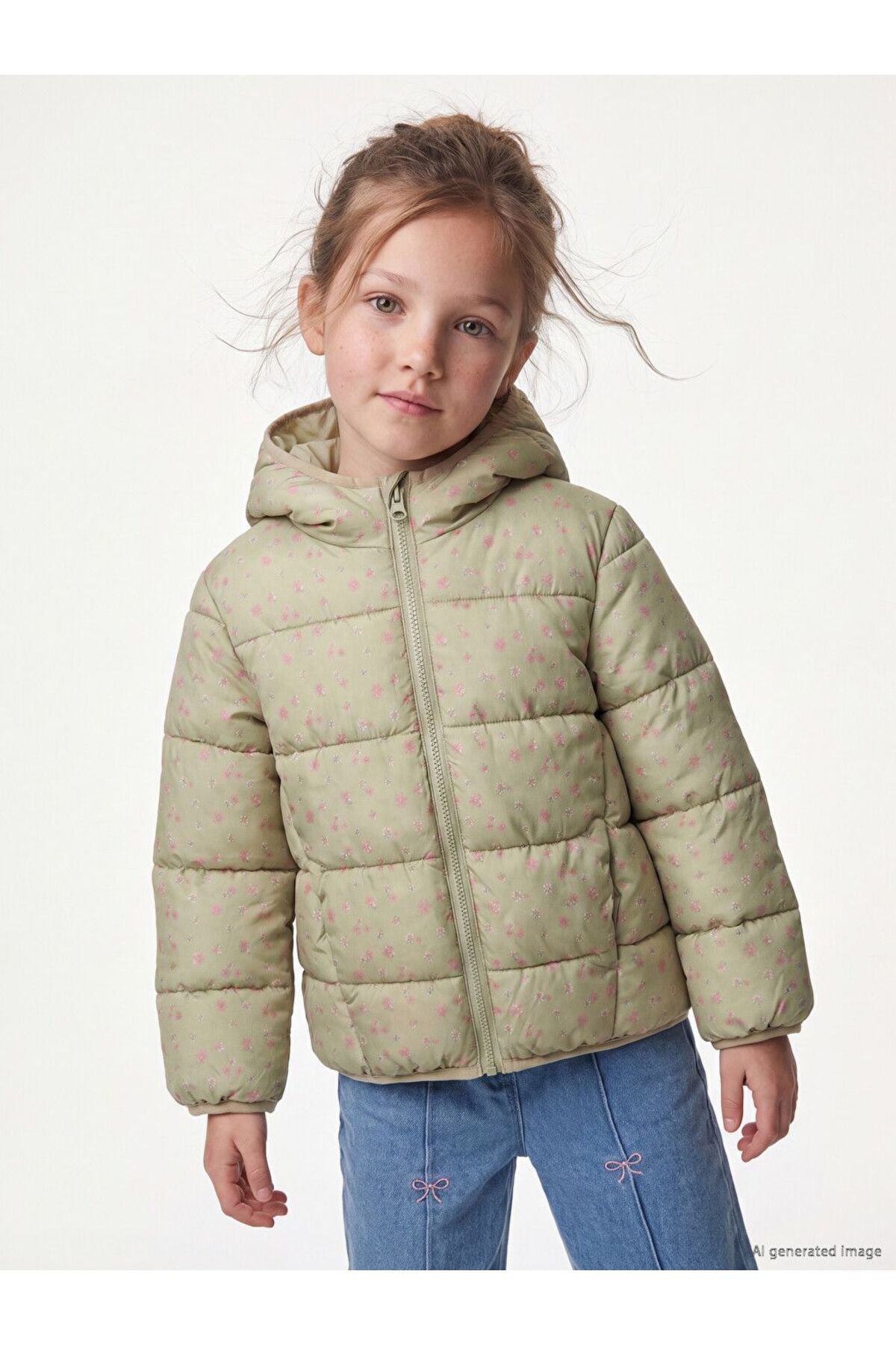 LC Waikiki Kız Çocuk Şişme Mont W61852D1 - Açık Yeşil