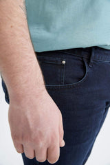 DeFacto W7086AZ Erkek Jean Pantolon - Mavi / Siyah