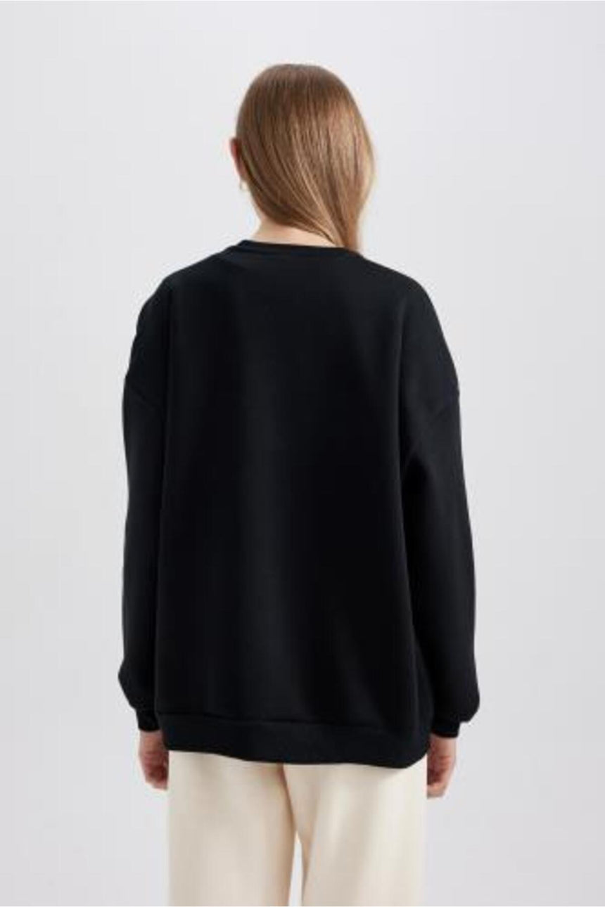 Defacto Kadın Sweat Shirt Y1346Az - Siyah
