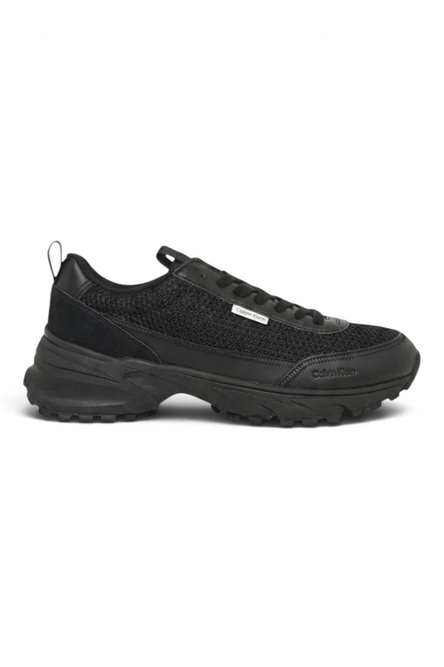 Sporline Calvin Klein siyah polyester erkek sneaker, yan profilden görünüm