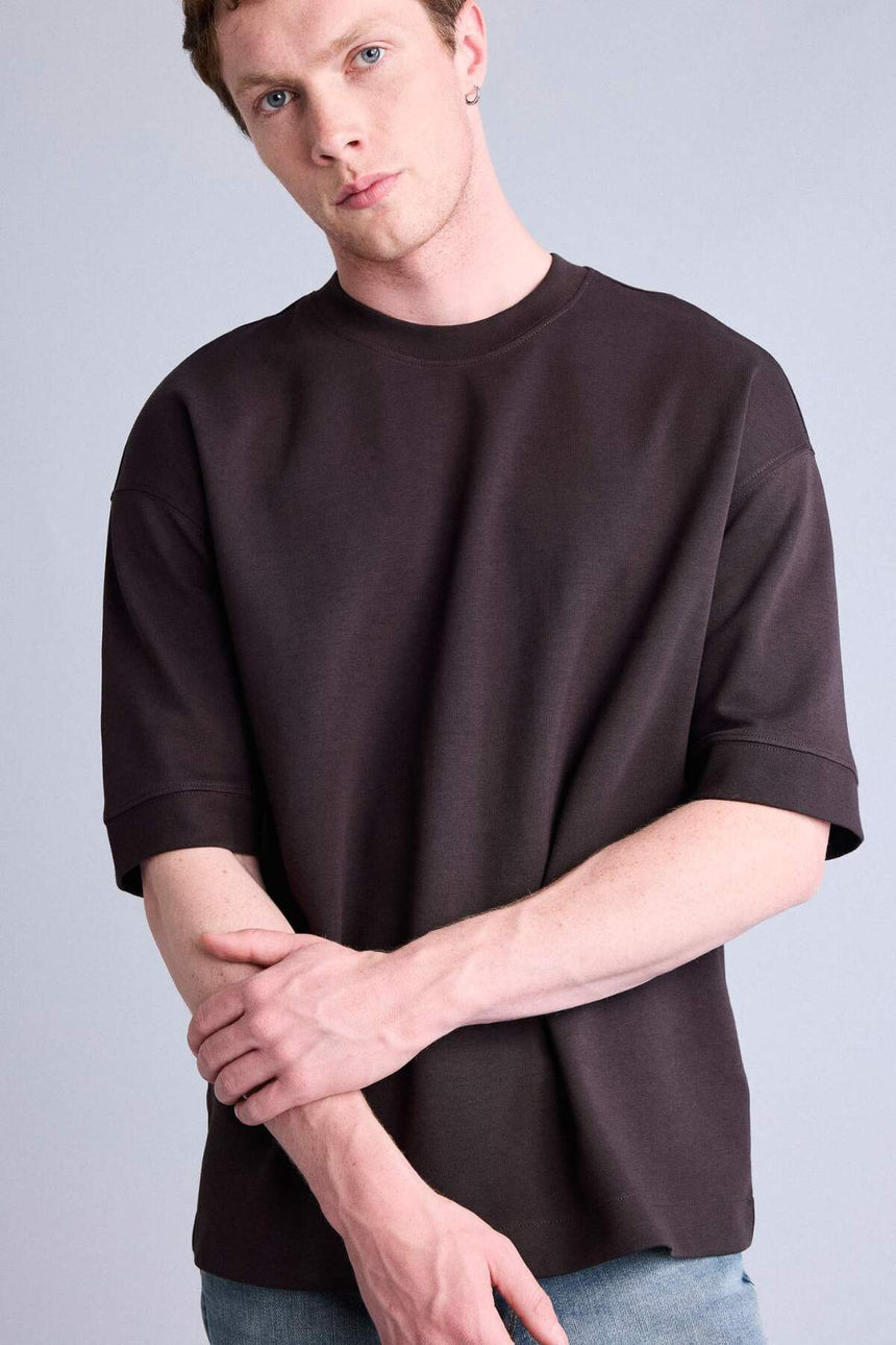 Defacto Erkek T-Shirt B4844Ax - Kahverengi