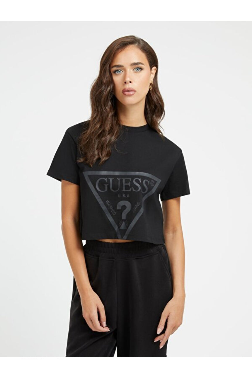 GUESS KADIN ADELE CROP T-SHIRT V2YI06K8HM0 - Koyu Mavi