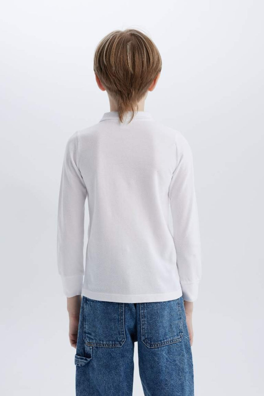 Defacto Çocuk Long Sleeve Polo T-Shirt L0288A6 - Beyaz