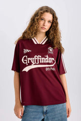 Defacto Kadın Short Sleeve T-Shirt D9140Ax - Bordo