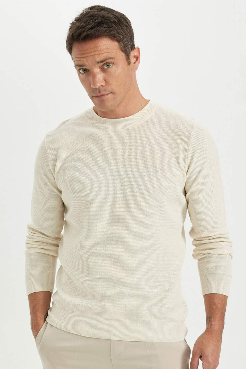 Defacto Erkek Pullover A5181Ax - Ekru