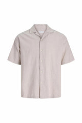Jack & Jones Breeze Erkek Keten Karışımlı Kısa Kollu Gömlek 12288594 - Bej