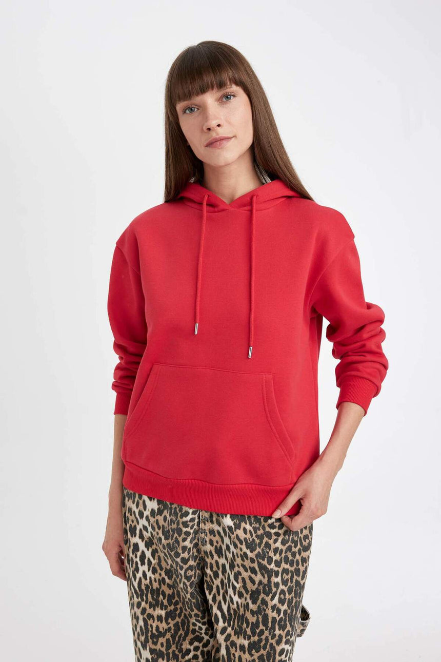 Defacto Kadın Sweat Shirt W1240Az - Kırmızı