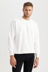 Defacto Erkek Sweat Shirt T5139Az - Kırık Beyaz