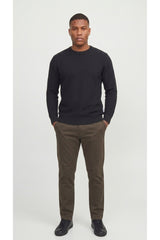JACK&JONES PLUS JJERYDER KNIT CREW NECK SN PLS 12298715 - Siyah