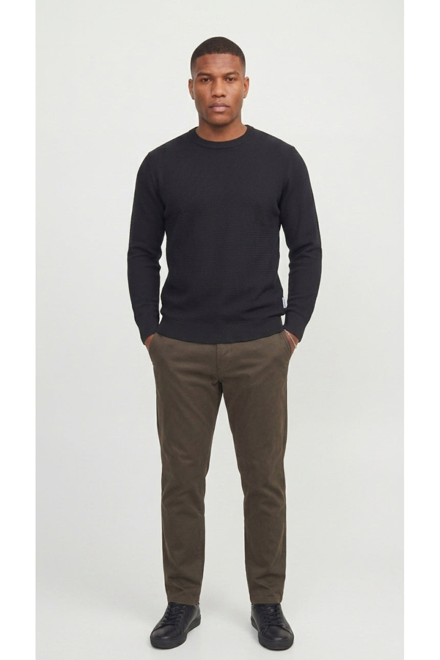 JACK&JONES PLUS JJERYDER KNIT CREW NECK SN PLS 12298715 - Siyah