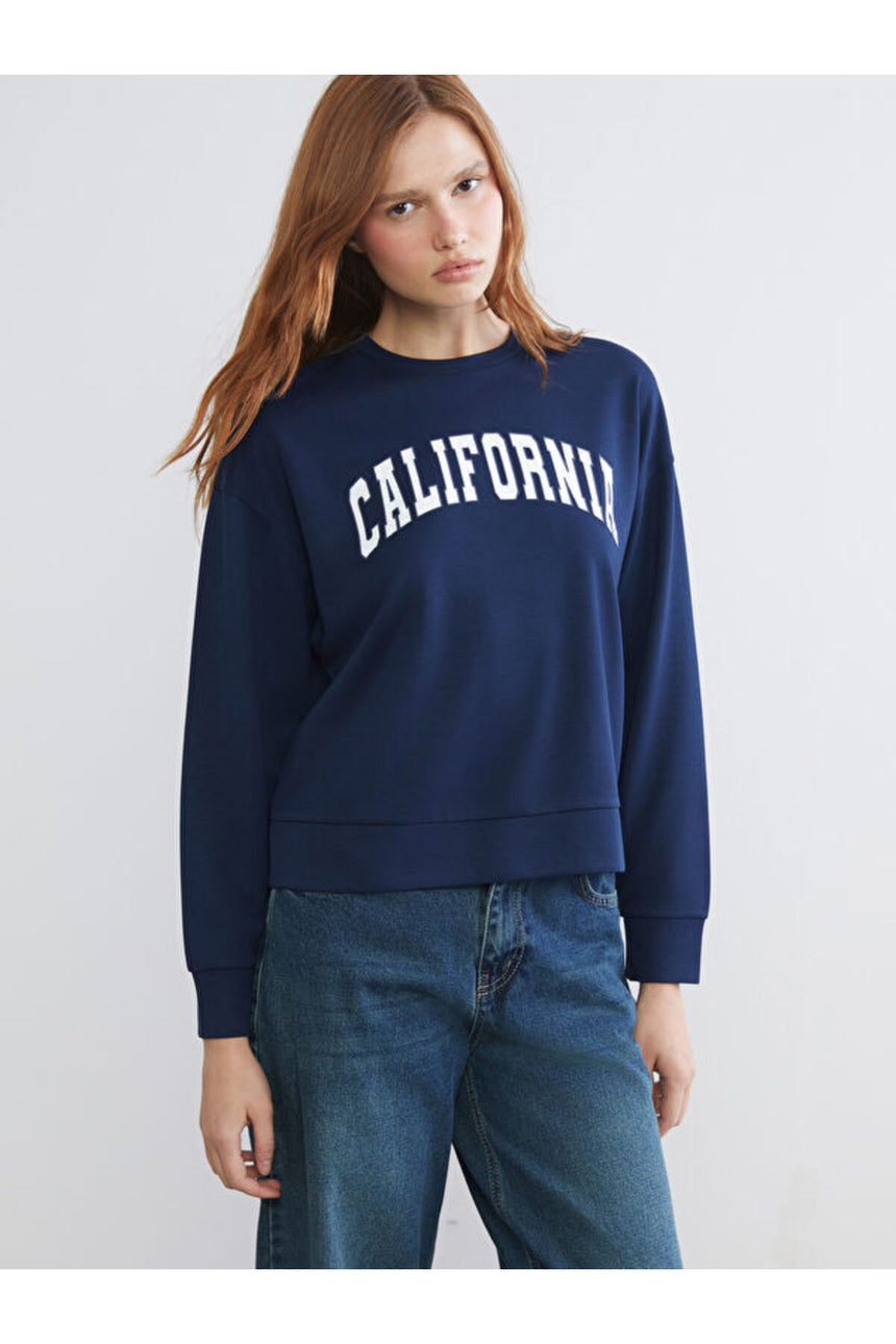 LC Waikiki Kadın Oversize Sweatshirt W5N461I8 - Koyu Lacivert
