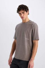 Defacto Erkek T-Shirt C2138Ax - Açık Kahverengi