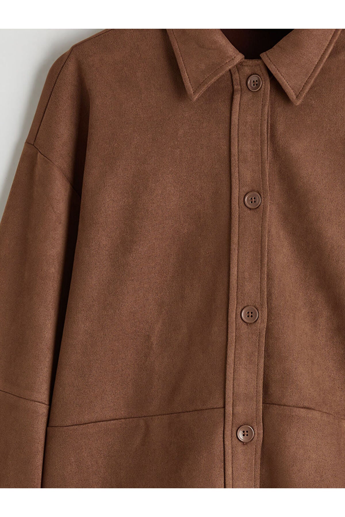 LC Waikiki Kadın Uzun Kollu Oversize Gömlek W5O934F8 - Kahverengi