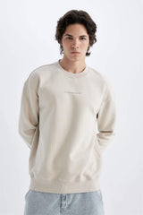Defacto Erkek Sweat Shirt X8282Az - Kahverengi / Kum Beji
