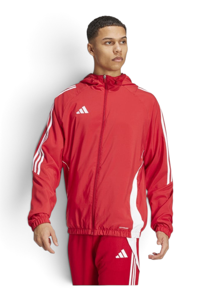 Sporline adidas erkek kırmızı regular kesim kapüşonlu fermuarlı spor ceket