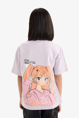 Defacto Çocuk Short Sleeve T-Shirt E0357A8 - Açık Lila