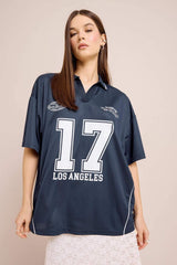 Defacto Kadın Short Sleeve T-Shirt E5368Ax - Koyu Lacivert