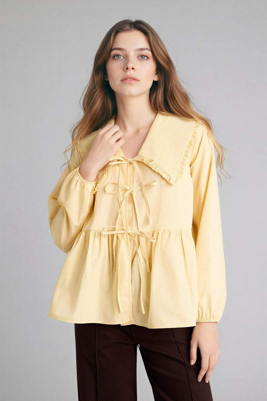 Defacto Kadın Long Sleeve Tunic H0279AX - Açık Sarı
