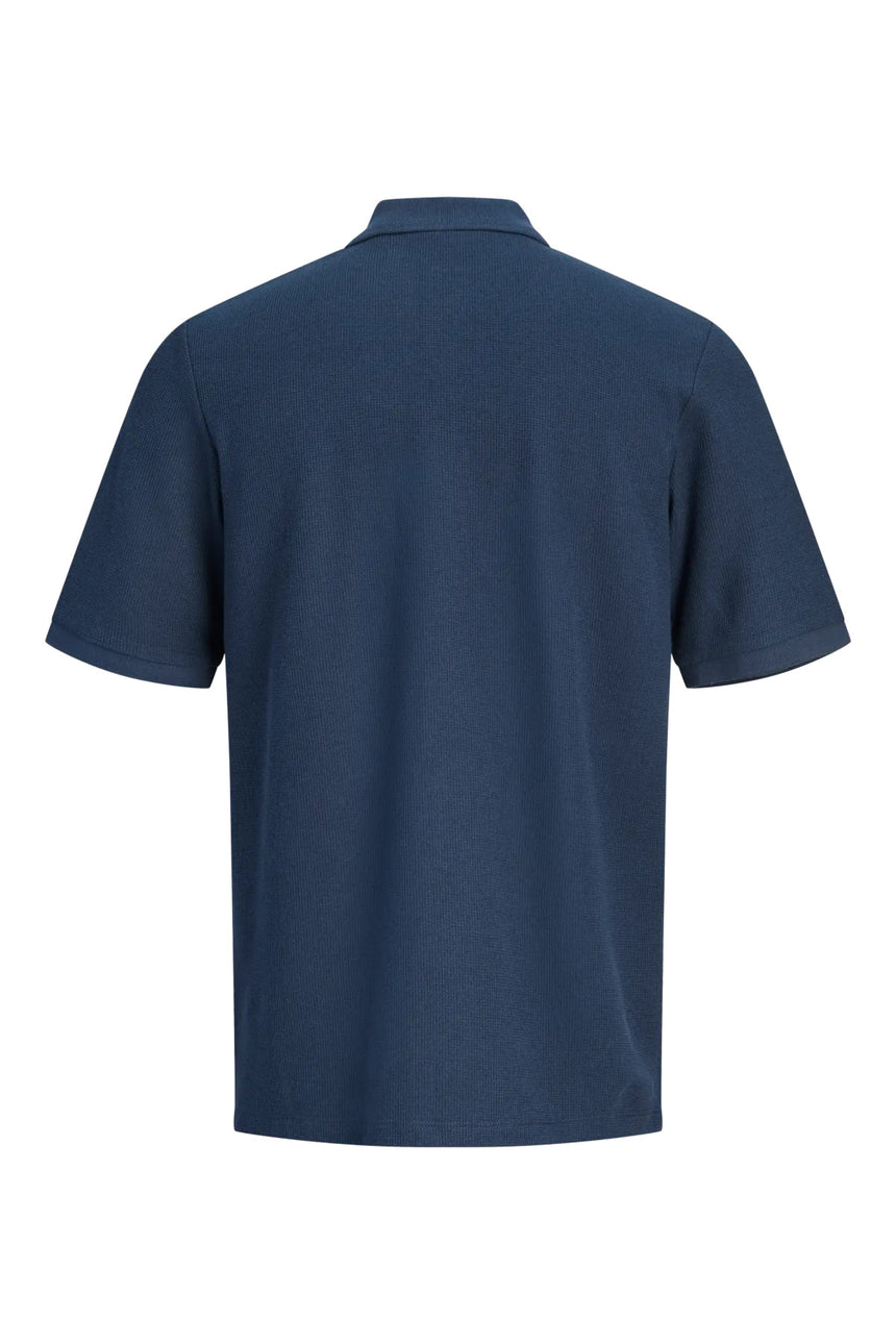 JACK&JONES JJEAUSTIN ZIP POLO SS NOOS PLS 12284618 - Koyu Lacivert