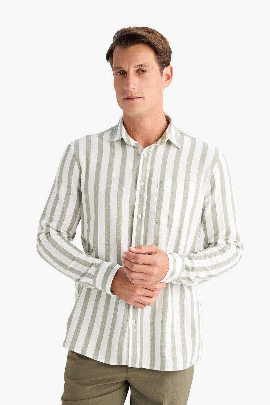Defacto Erkek Long Sleeve Shirt D6114AX - Açık Yeşil