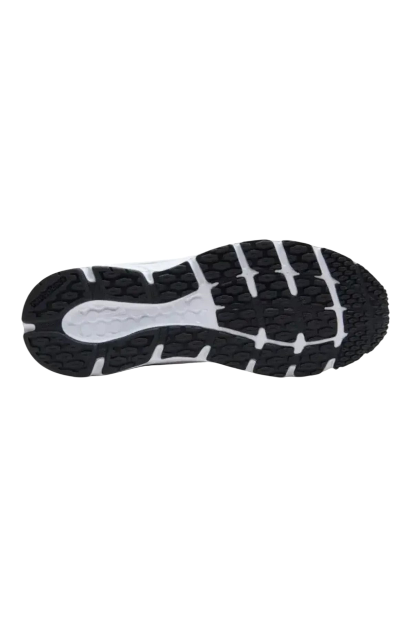 Sporline New Balance 408 unisex spor ayakkabının siyah ve beyaz renkli, desenli kauçuk dış taban görünümü