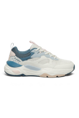 Sporline Kinetix Foxy TX kadın sneaker, ekru renkli, tekstil malzemeli, desenli detaylara sahip spor ayakkabı