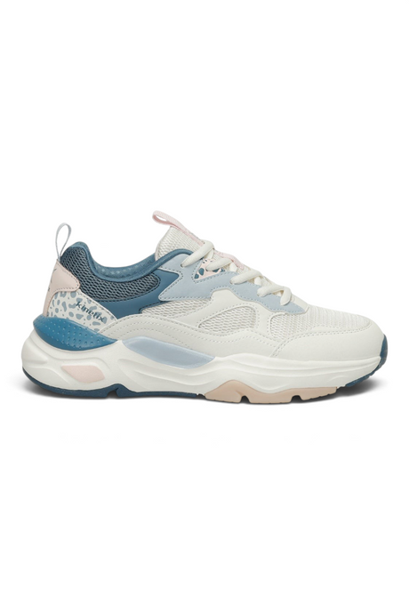 Sporline Kinetix Foxy TX kadın sneaker, ekru renkli, tekstil malzemeli, desenli detaylara sahip spor ayakkabı