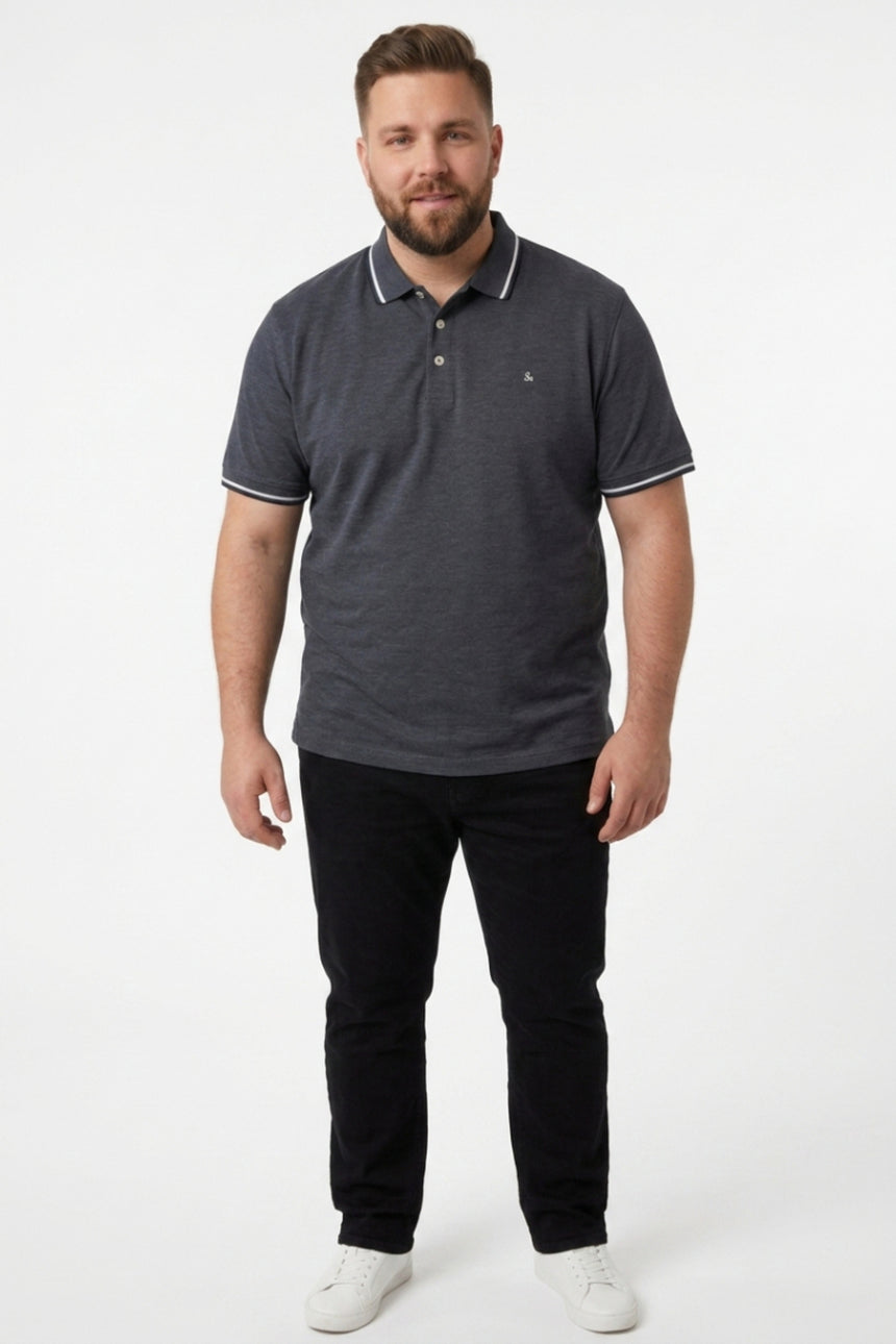 JACK&JONES PLUS JJEPAULOS POLO SS NOOS PLS 12143859 - Koyu Gri