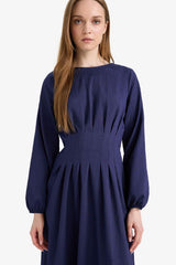 Defacto Kadın Long Sleeve Woven Dress F2728Ax - Koyu Lacivert