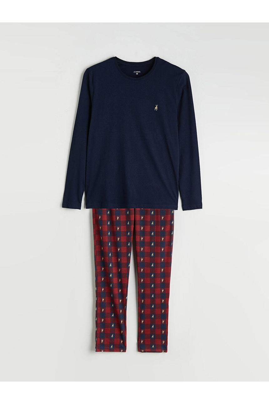 LC Waikiki Erkek Penye Pijama Takımı W6M777D8 - Koyu Lacivert