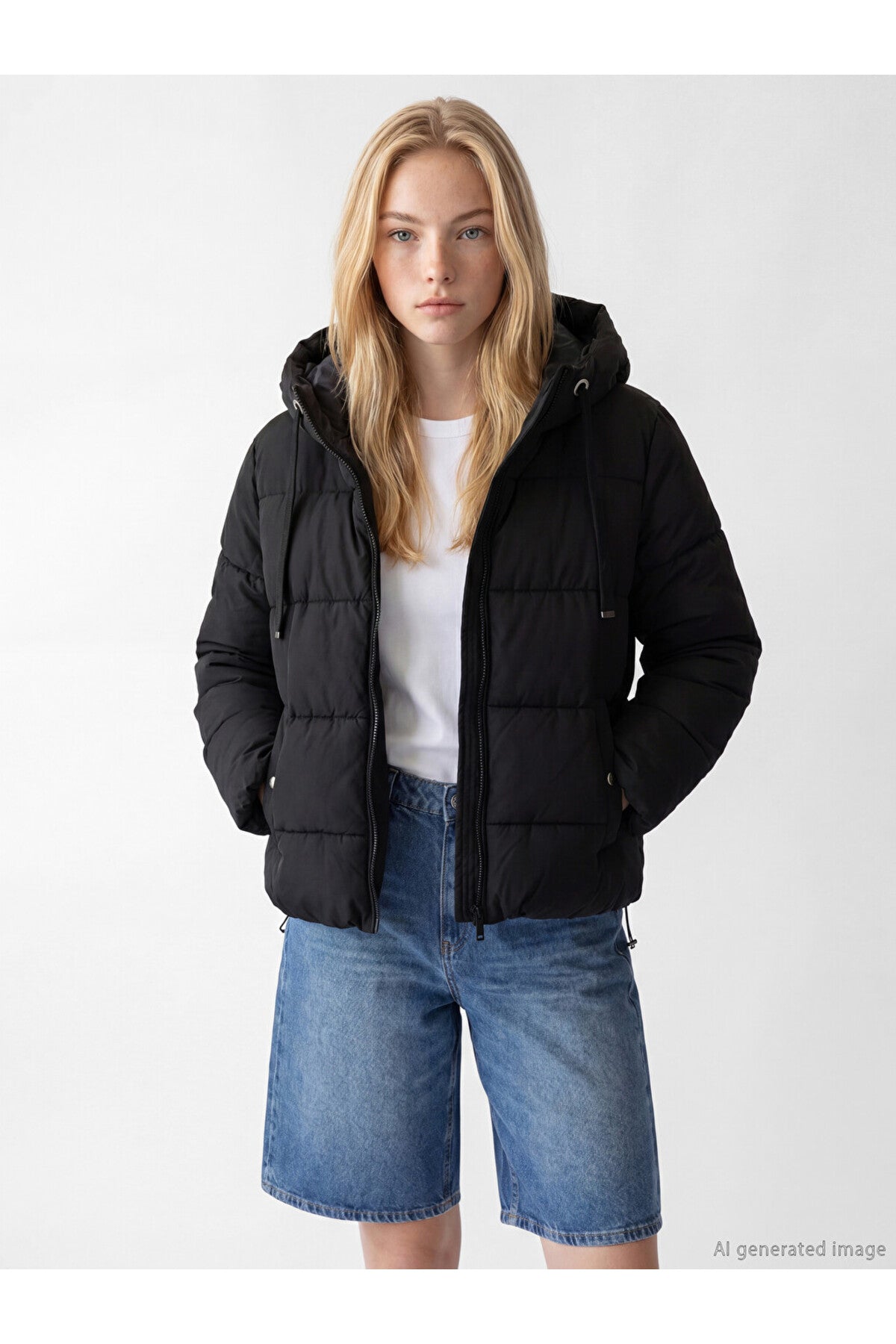 LC Waikiki Kadın Şişme Mont W69114B8 - Siyah